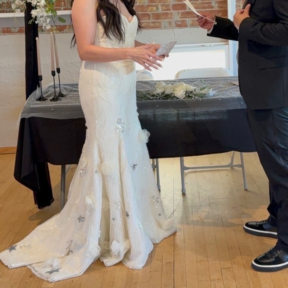 Custom beaded wedding gown